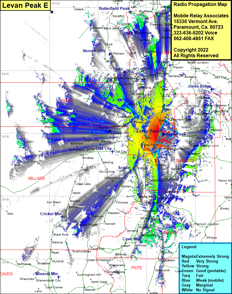 heat map radio coverage Levan Peak E